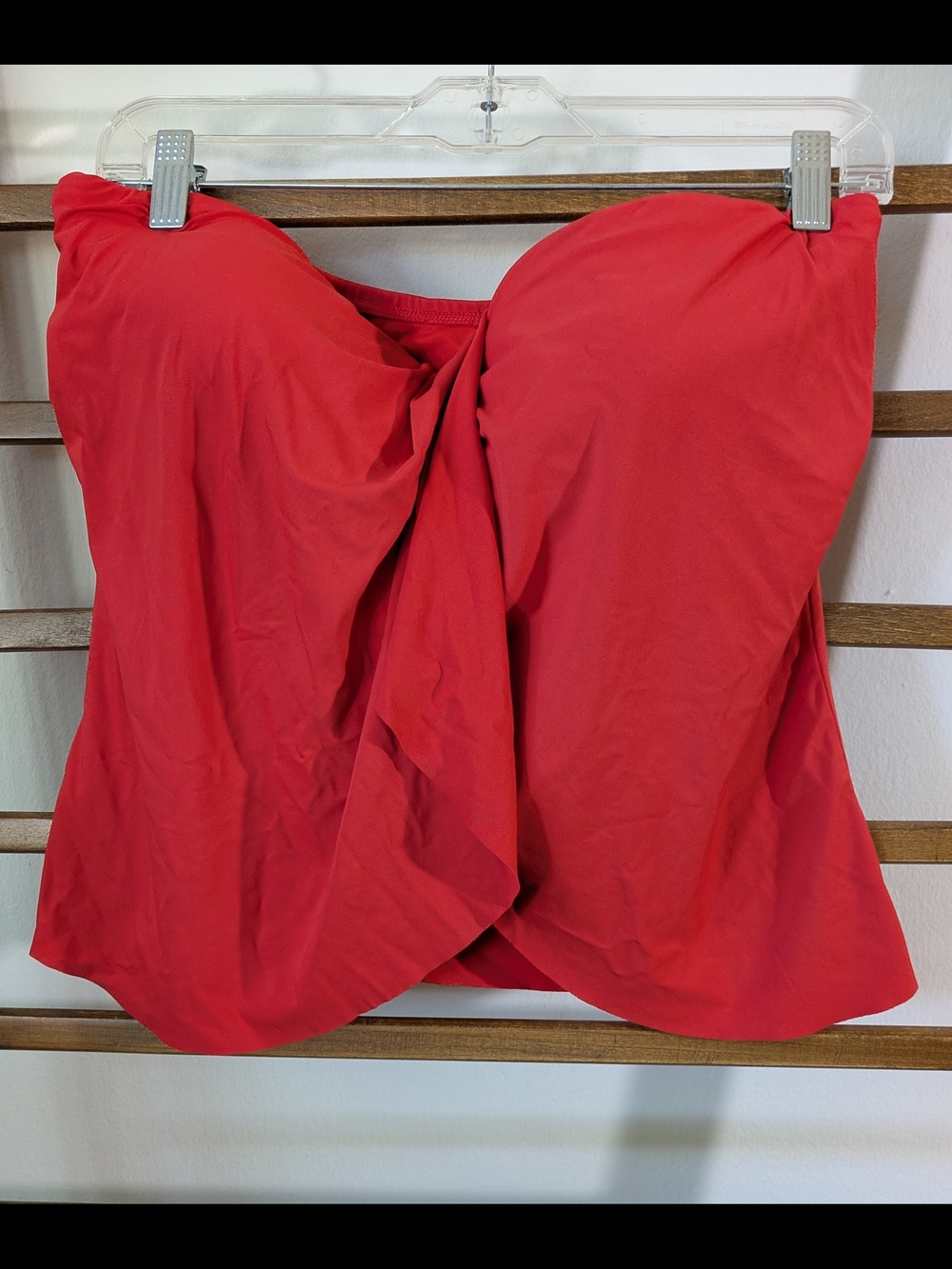 Vince Camuto Red Strapless Swim Top with Twist Detail